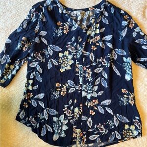 Croft & Barrow Navy Floral Blouse